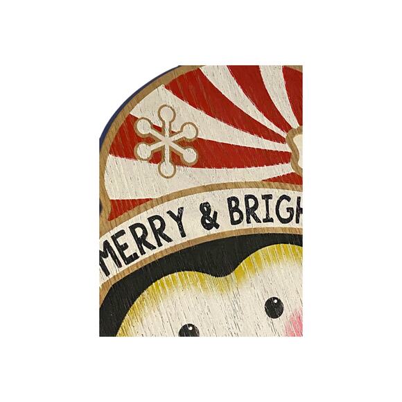 Merry & Bright Penguin Wooden Sign | Christmas Decor | Holiday Winter Home Decor - Picture 4 of 7